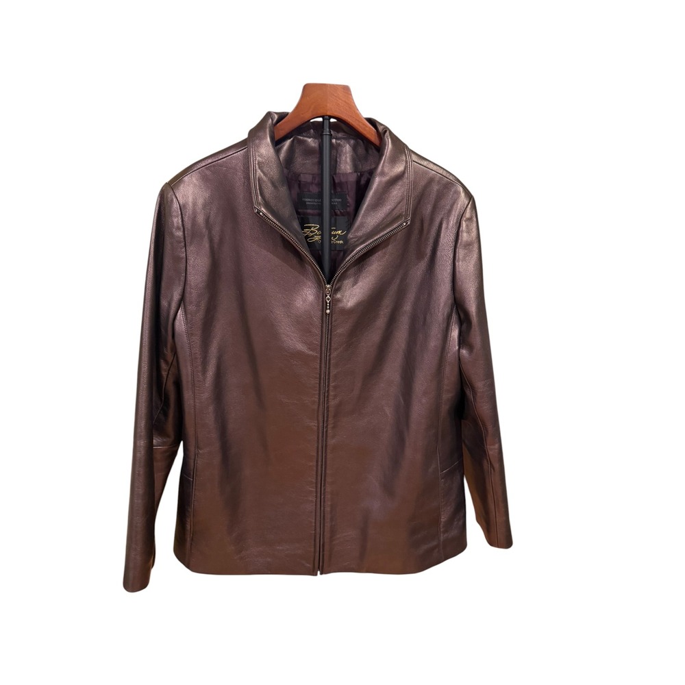Vtg Y2K Marco Polo Metallic Bronze Leather Jacket Womens XL USA Made Rockermama